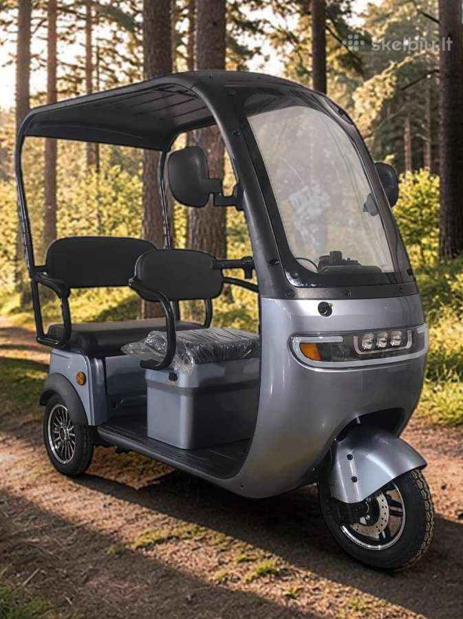 Elektrinis trivietis triratis motoroleris su stogu - nuotraukos Nr. 12