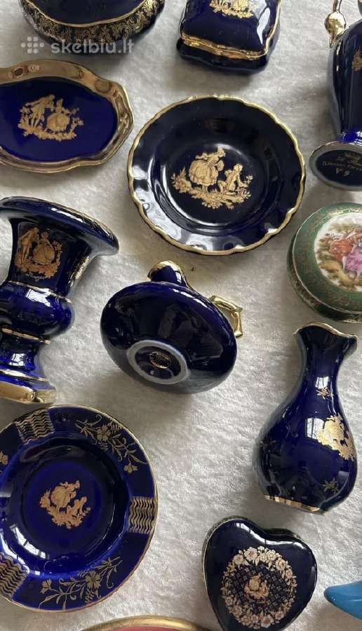 Limoges Limozo porcelianas dezutes kobalto melyna - nuotraukos Nr. 6