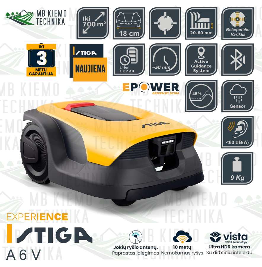 Bevieliai Stiga A Vista Serijos 4G Vejos Robotai