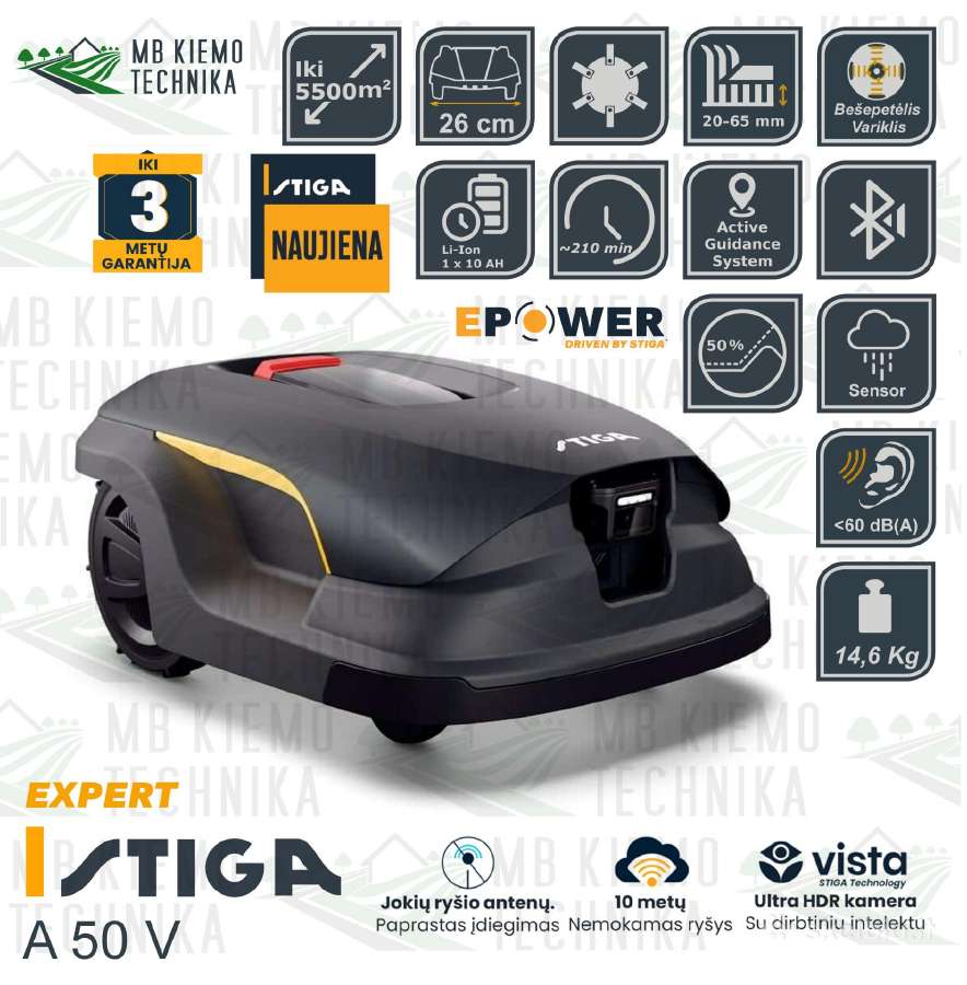 Bevieliai Stiga A Vista Serijos 4G Vejos Robotai - nuotraukos Nr. 6