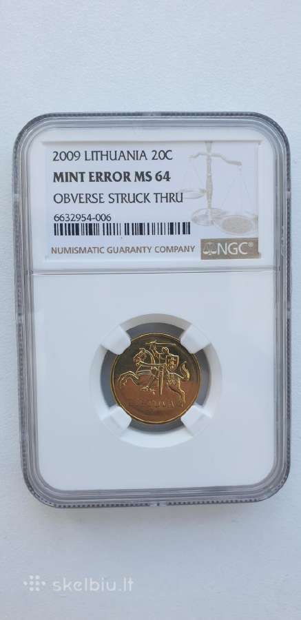 2009m. 20 centų moneta Ms 64 Mint Error - nuotraukos Nr. 3
