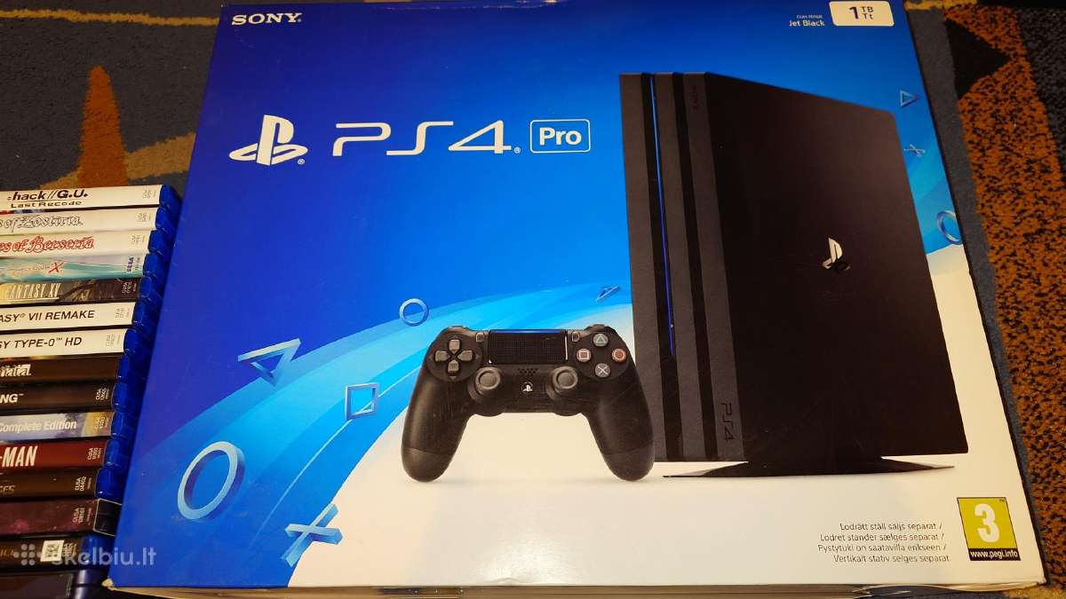 Playstation 4 Pro 1tb (2 pultai, 16 žaidimų)