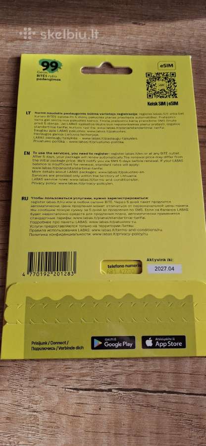 Nauja Pildyk ir Labas sim kortelė 7€ - nuotraukos Nr. 5