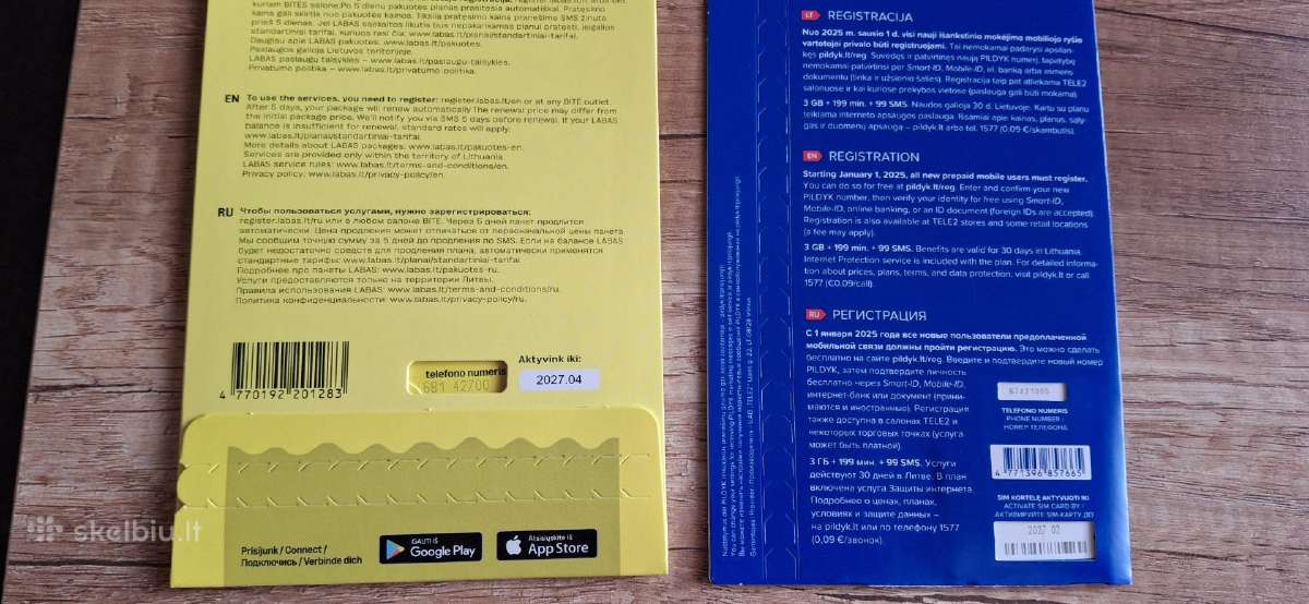 Nauja Pildyk ir Labas sim kortelė 7€ - nuotraukos Nr. 2