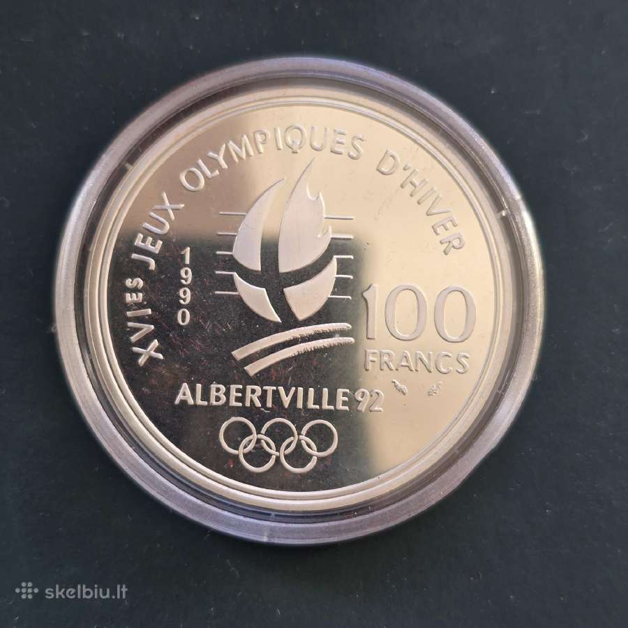 Prancūzija 1990 100 francs Ag900 Abervilio ol. žai - nuotraukos Nr. 4