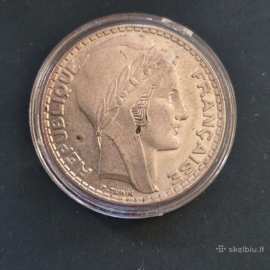 Prancūzija 1933 20 francs Ag680 20gr