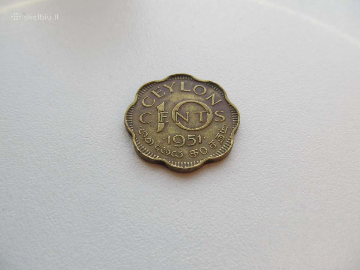 10 centu , Ceilonas , 1951