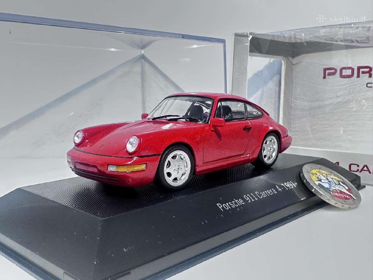 Porsche 911 964 Carrera 4 1991 raudona 1:43 Atlas