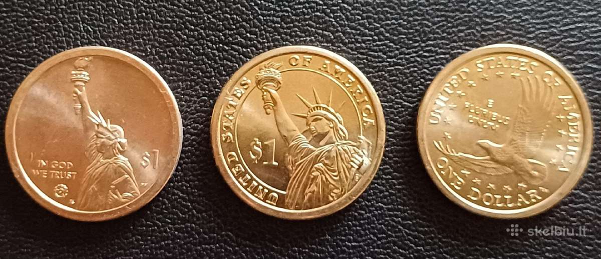 1 doleris JAV unc. 3 vnt.