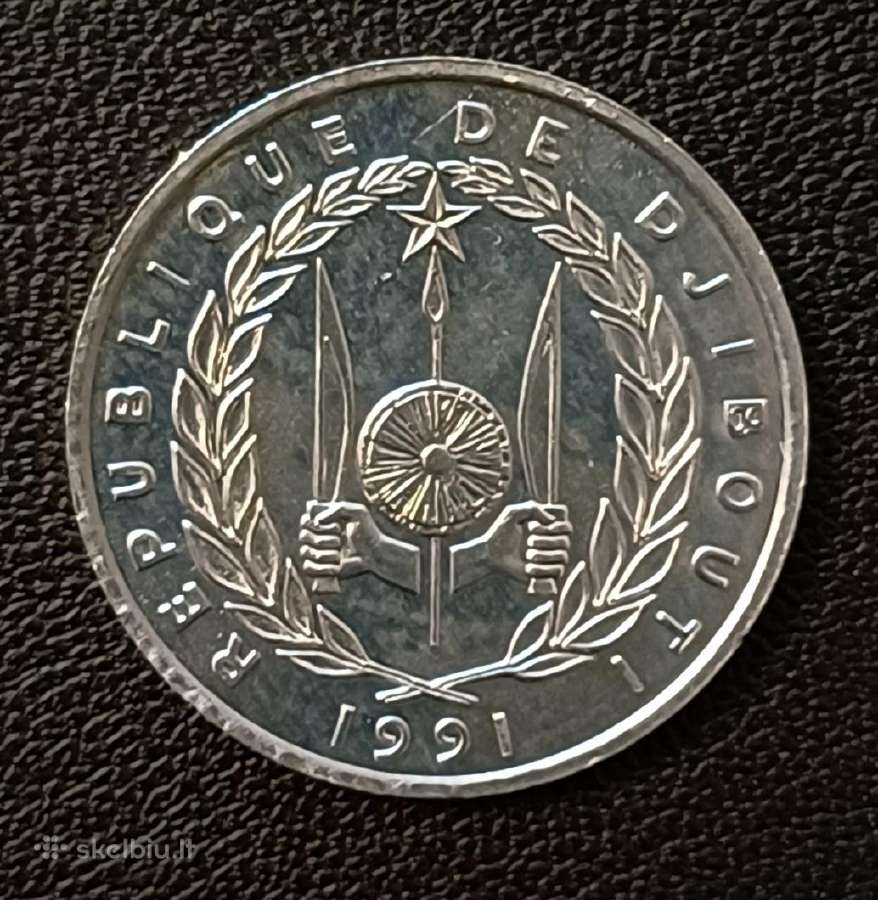 5 frankai 1991m. Džibutis unc - nuotraukos Nr. 2