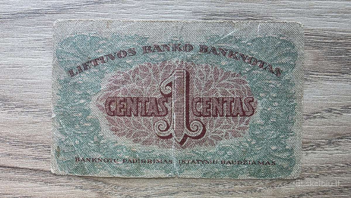 1922 metų 1 centas A serija - nuotraukos Nr. 2