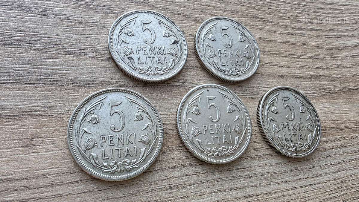 1925 metų 5 litai Tulpės Linai Sidabras Ag - nuotraukos Nr. 2