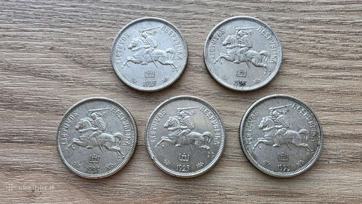 1925 metų 5 litai Tulpės Linai Sidabras Ag - nuotraukos Nr. 4