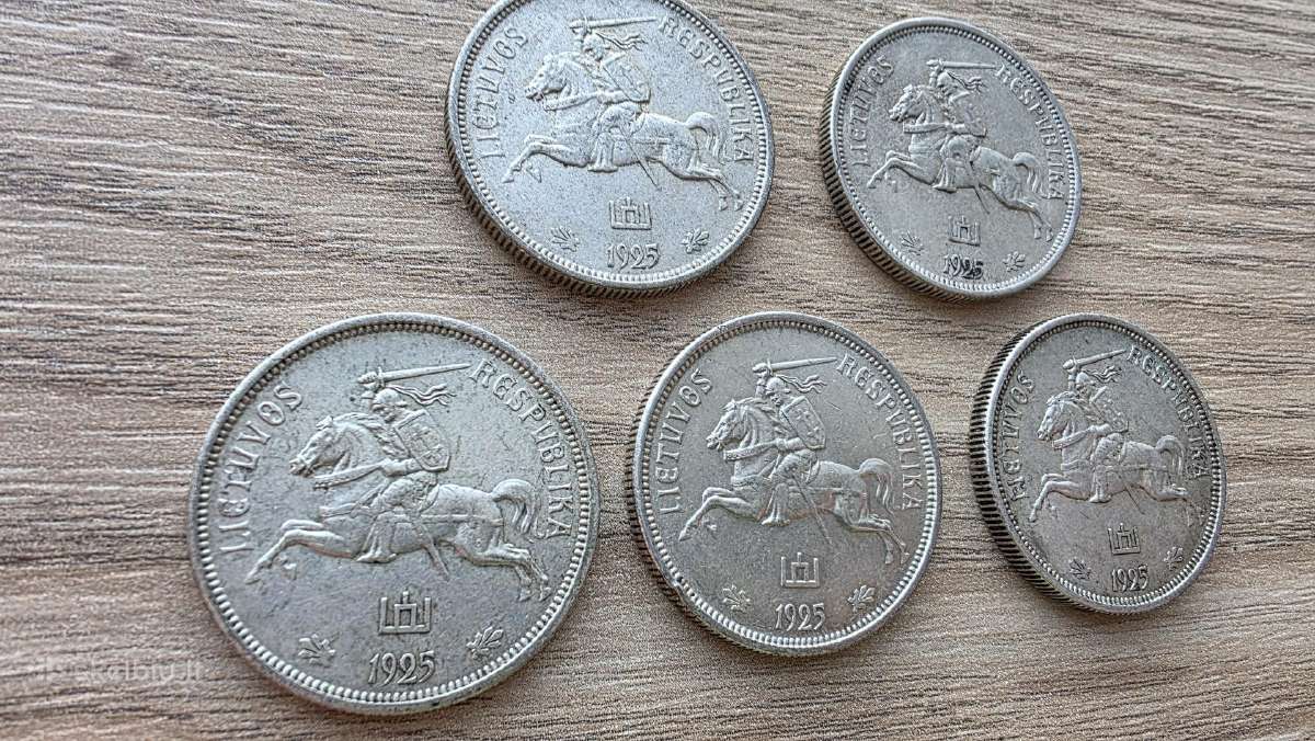 1925 metų 5 litai Tulpės Linai Sidabras Ag - nuotraukos Nr. 5
