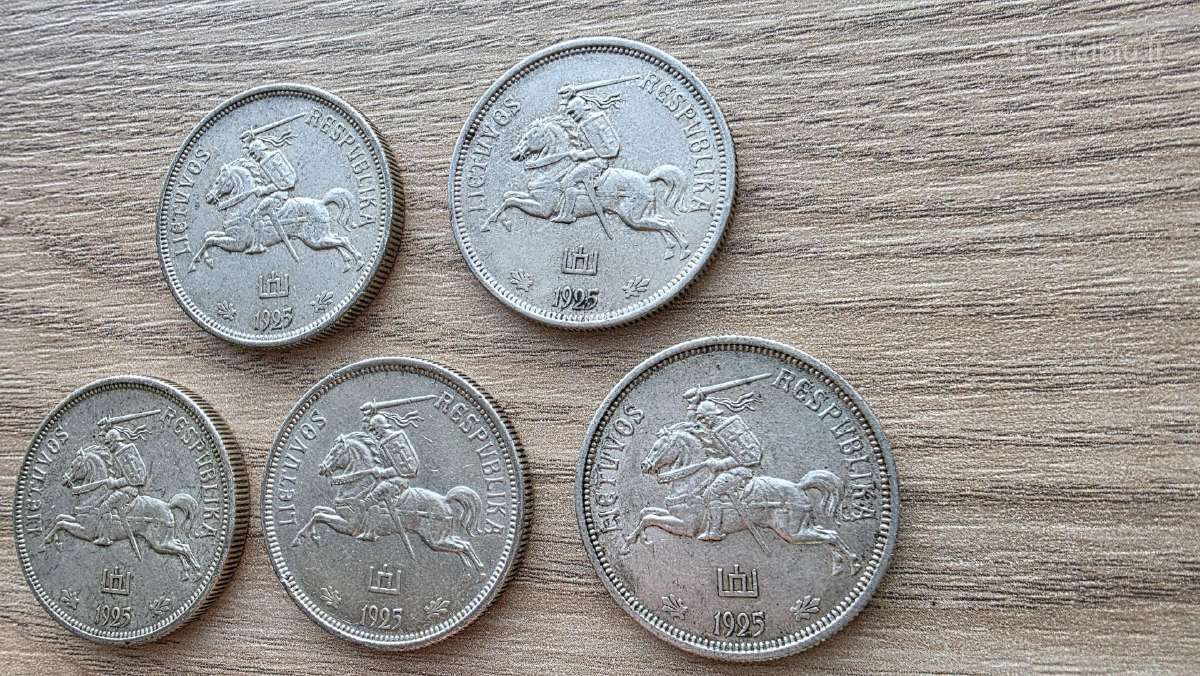 1925 metų 5 litai Tulpės Linai Sidabras Ag - nuotraukos Nr. 6