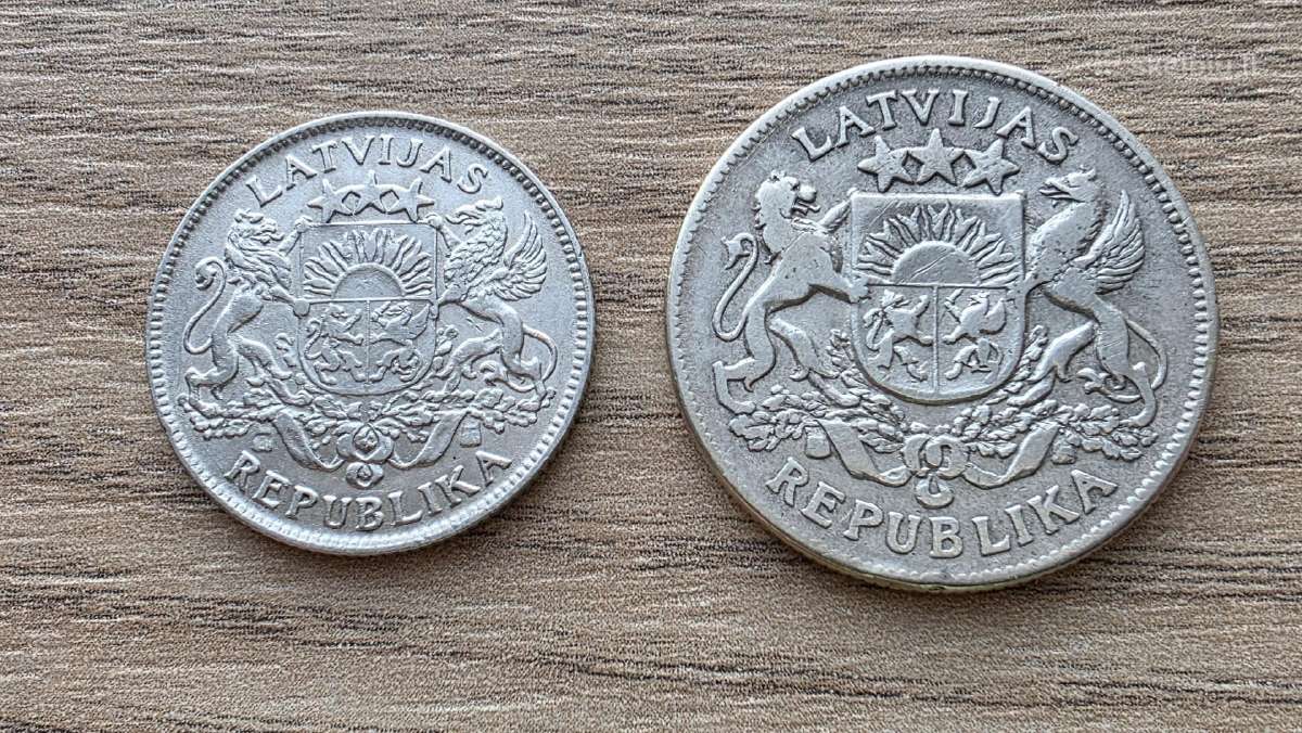 1924 1 latas + 1925 2 latai Latvija - nuotraukos Nr. 2