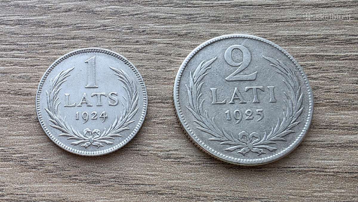 1924 1 latas + 1925 2 latai Latvija