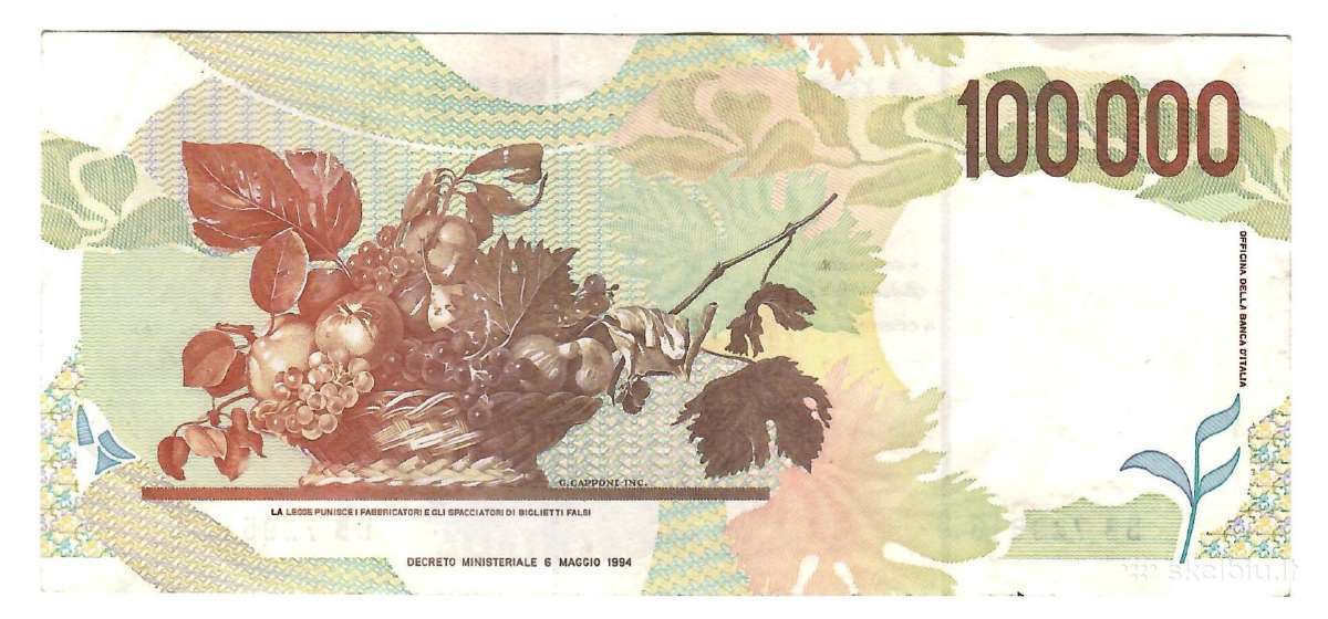 Italija 100 000 lire 1994 P117a - nuotraukos Nr. 2
