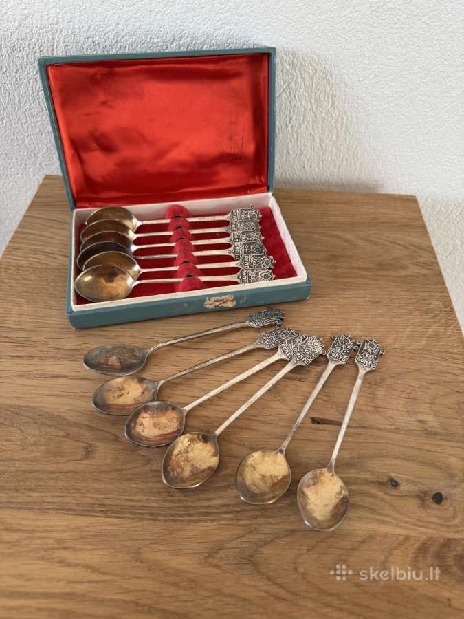 Vintažinis melchiorinis šaukštelių rinkinys „Volga