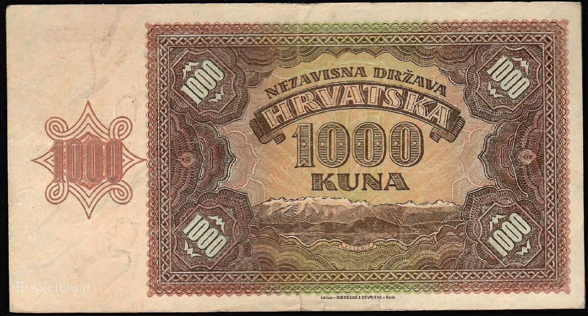 Kroatija 1000 kuna 1941 P4 - nuotraukos Nr. 2