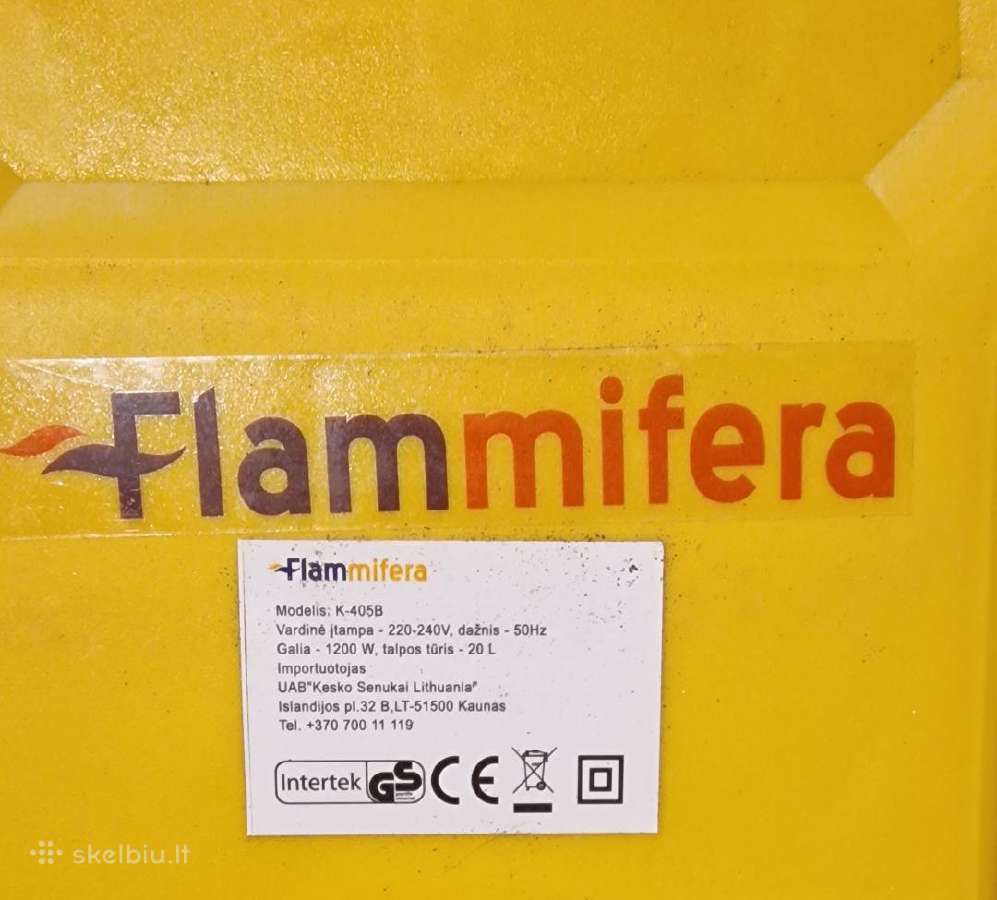 Pelenų siurblys Flammifera K-405b, 20 l. - nuotraukos Nr. 3