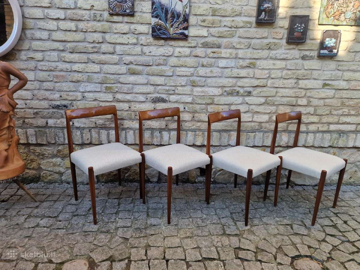 Vintažinės mid century tikmedžio kėdės Lübke