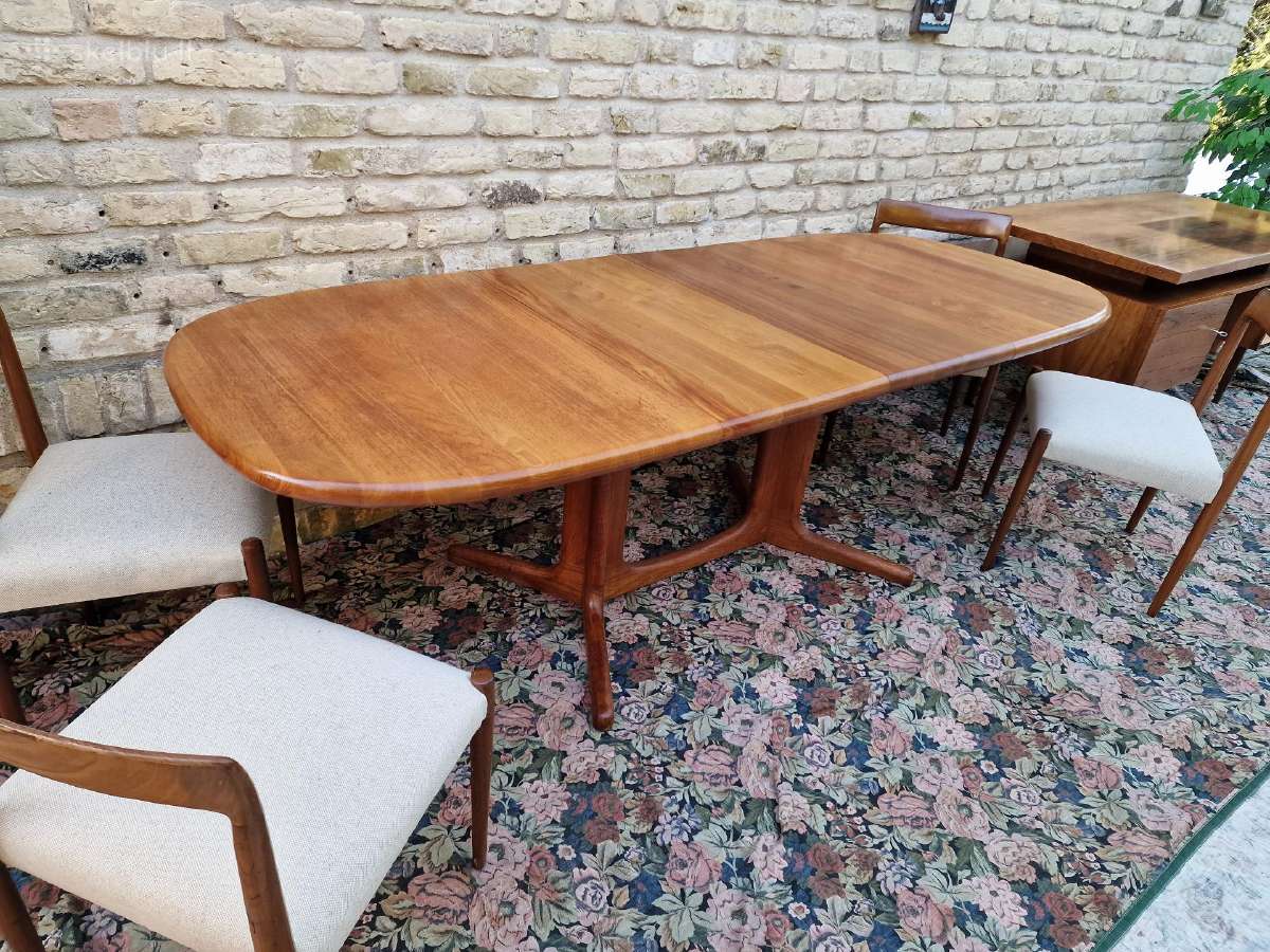 Vintažinis mid century tikmedžio valgomojo stalas - nuotraukos Nr. 2