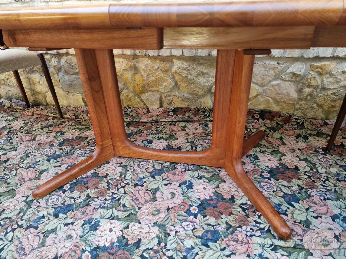 Vintažinis mid century tikmedžio valgomojo stalas - nuotraukos Nr. 3