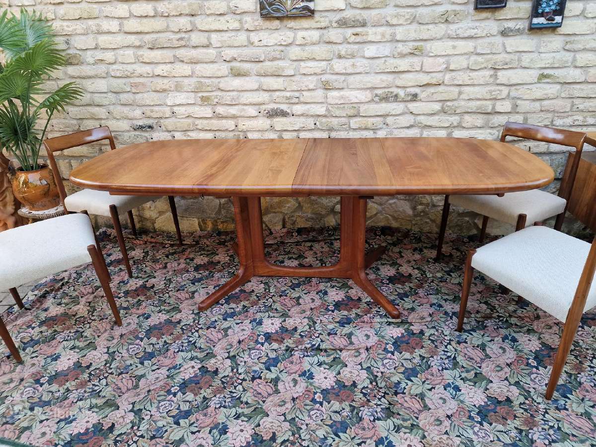 Vintažinis mid century tikmedžio valgomojo stalas - nuotraukos Nr. 4