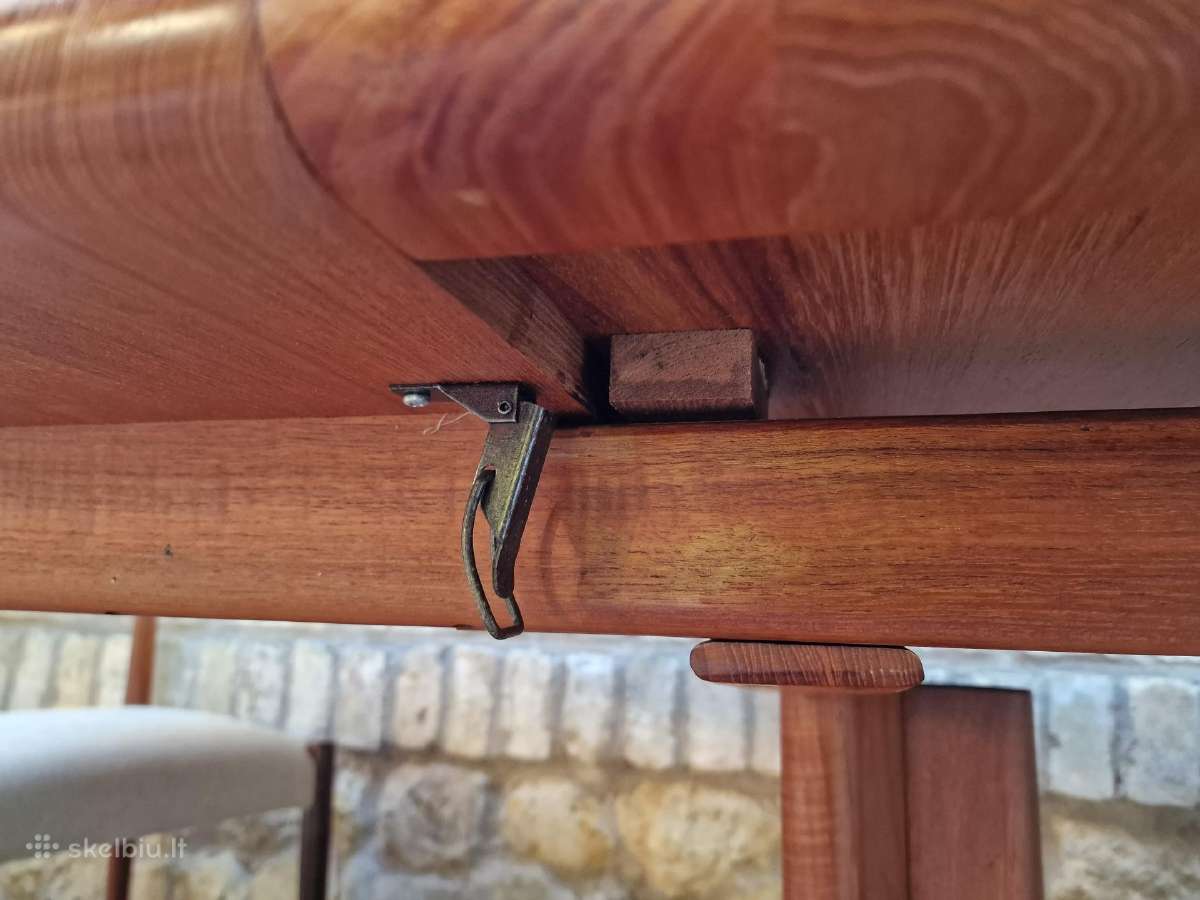 Vintažinis mid century tikmedžio valgomojo stalas - nuotraukos Nr. 5
