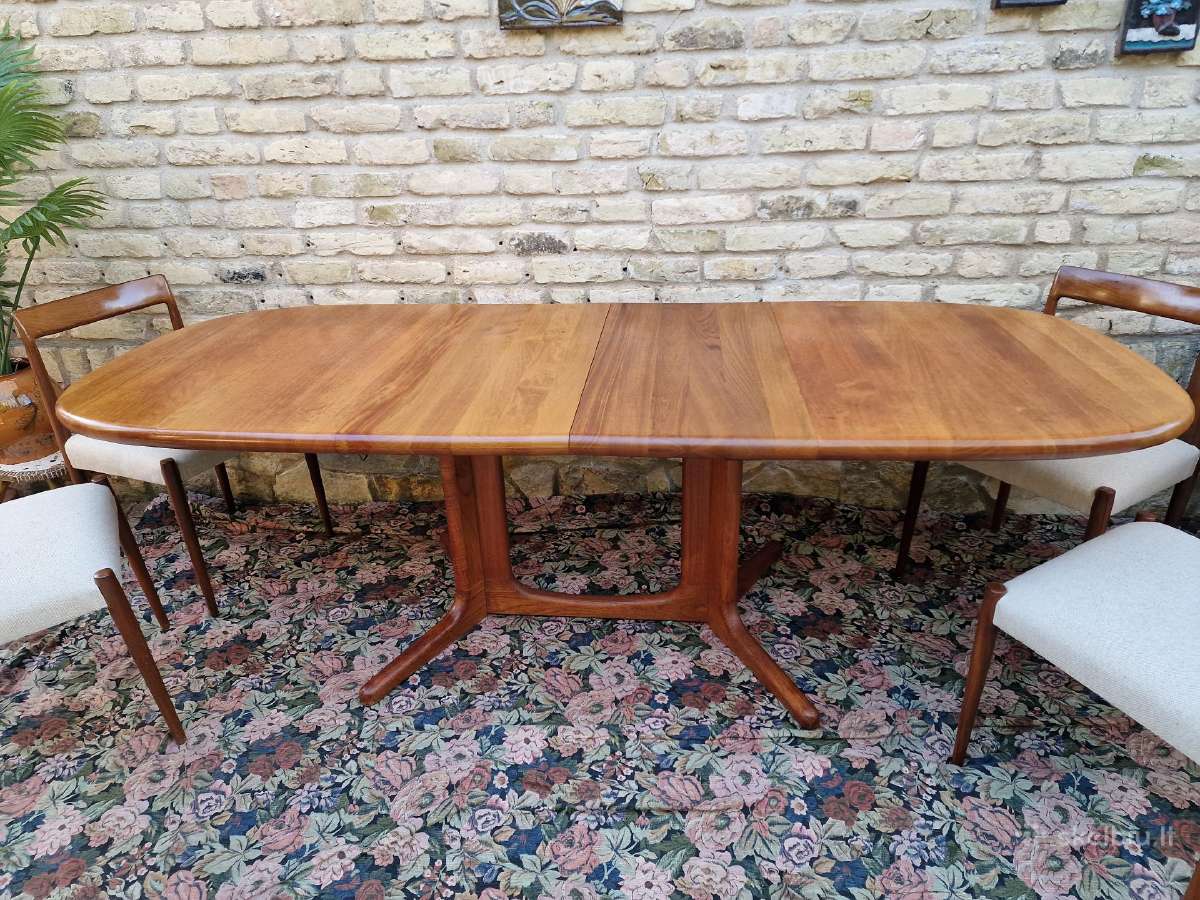 Vintažinis mid century tikmedžio valgomojo stalas - nuotraukos Nr. 6
