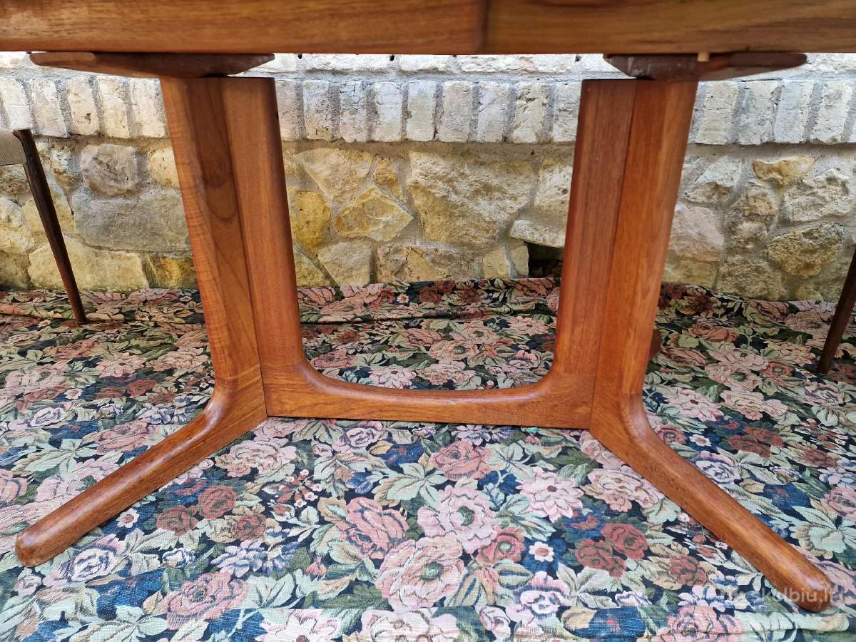 Vintažinis mid century tikmedžio valgomojo stalas - nuotraukos Nr. 7