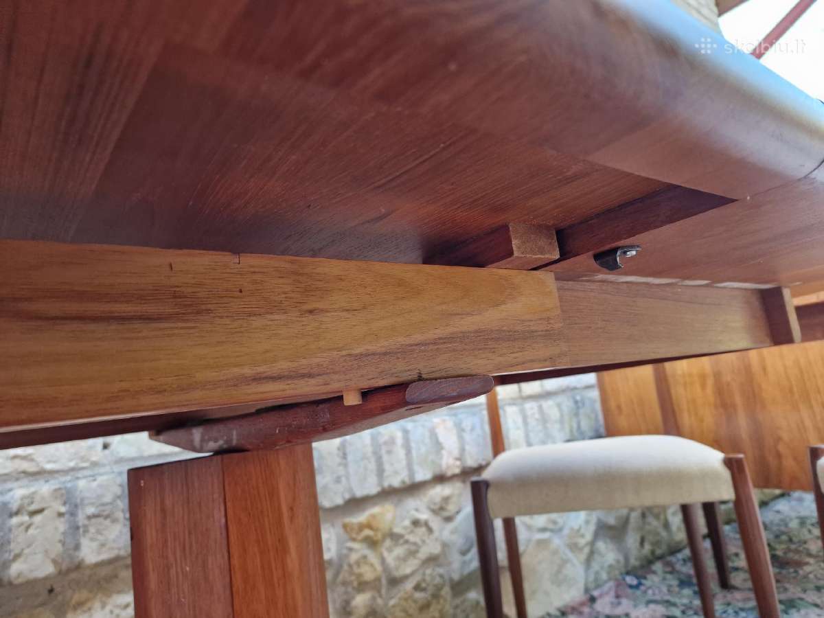 Vintažinis mid century tikmedžio valgomojo stalas - nuotraukos Nr. 8