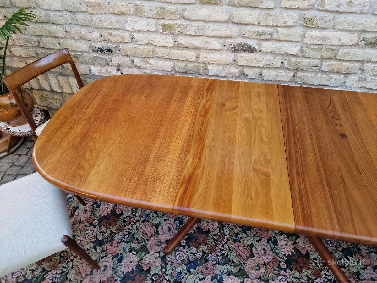 Vintažinis mid century tikmedžio valgomojo stalas - nuotraukos Nr. 13
