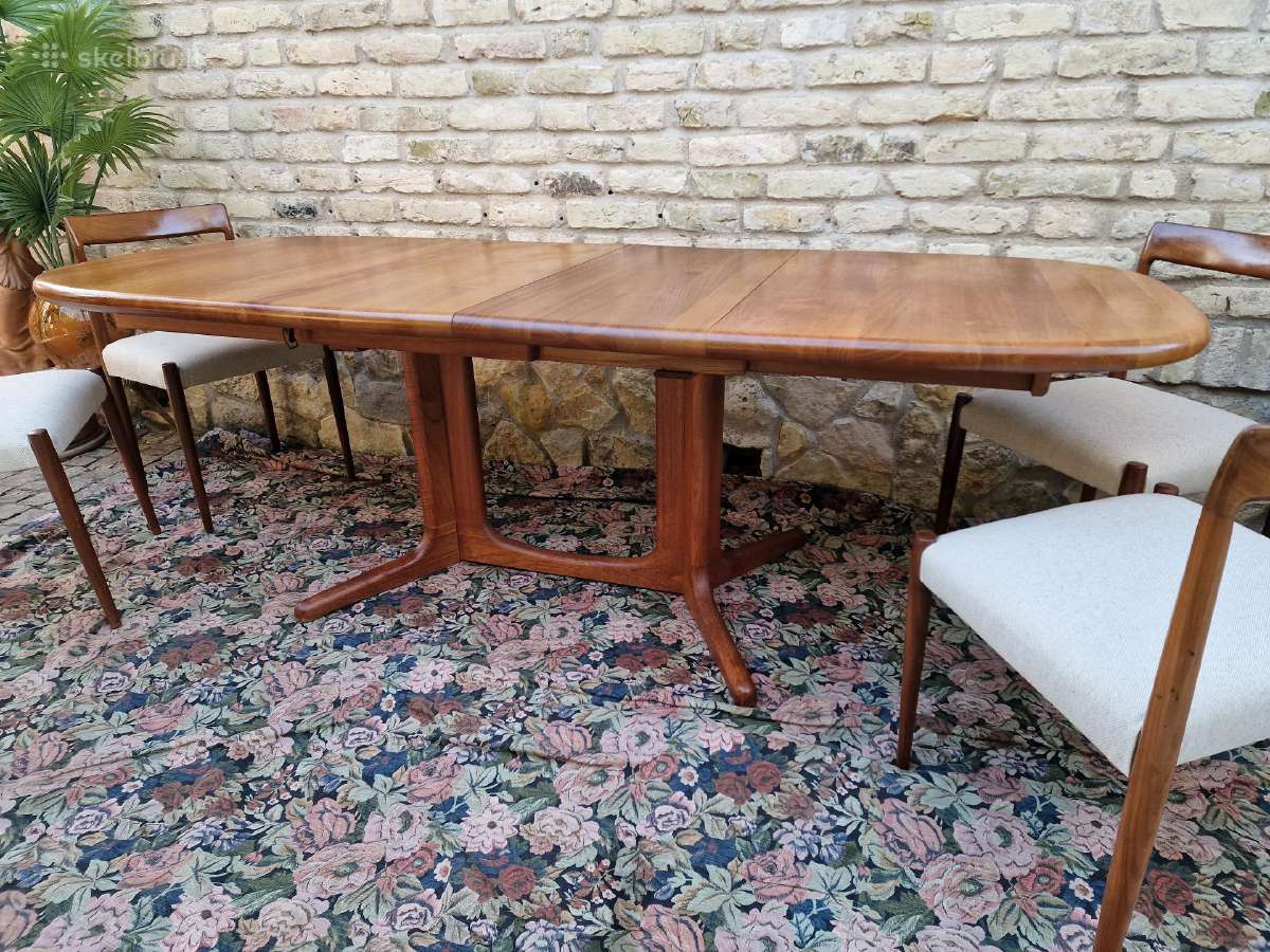 Vintažinis mid century tikmedžio valgomojo stalas - nuotraukos Nr. 17