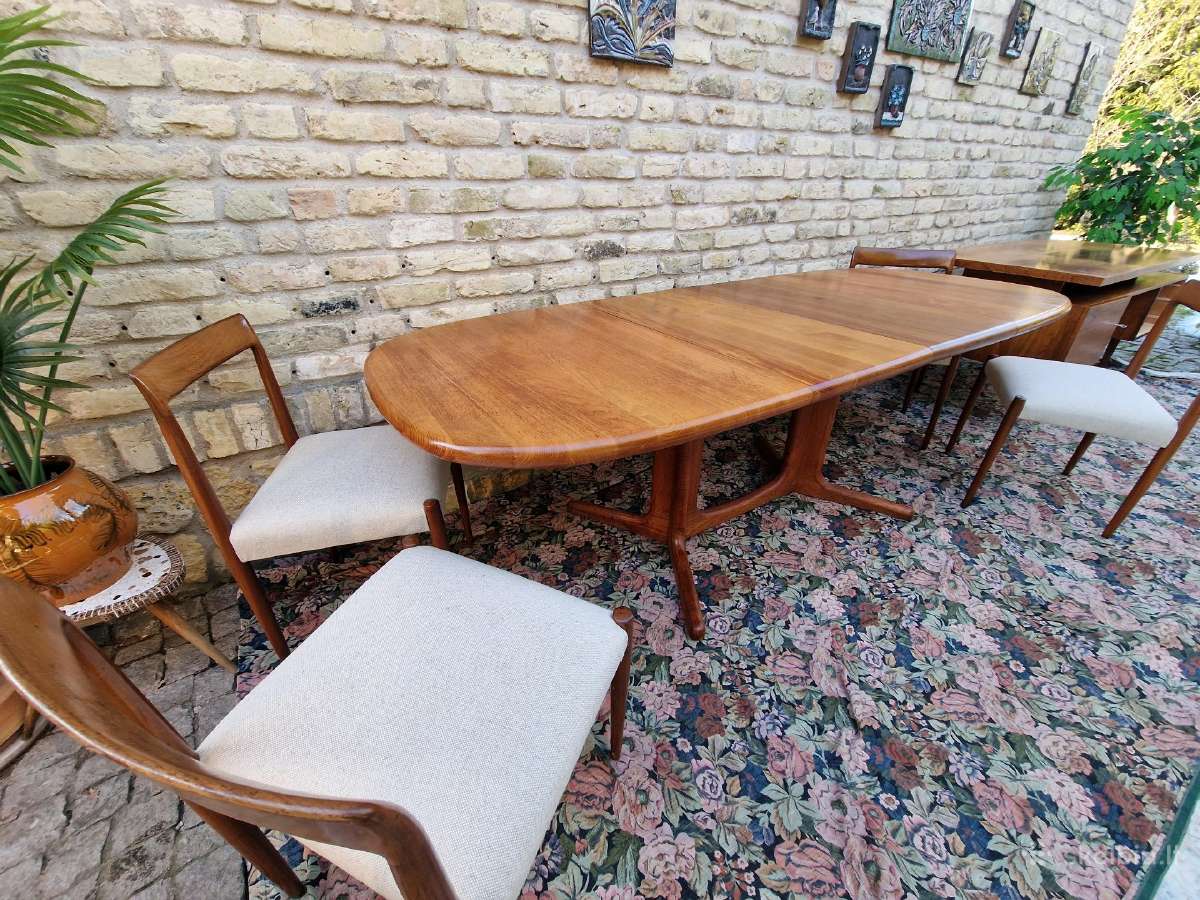 Vintažinis mid century tikmedžio valgomojo stalas - nuotraukos Nr. 19