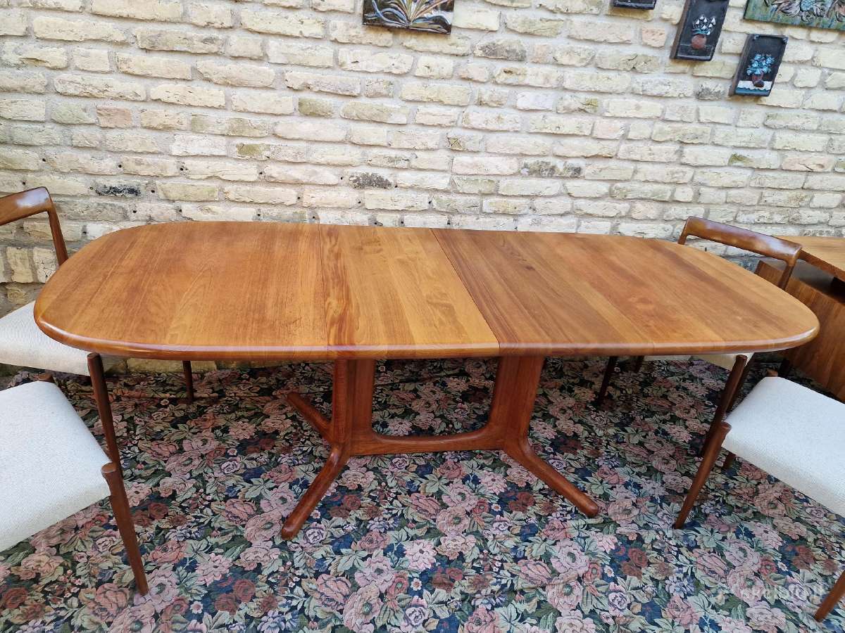 Vintažinis mid century tikmedžio valgomojo stalas - nuotraukos Nr. 21