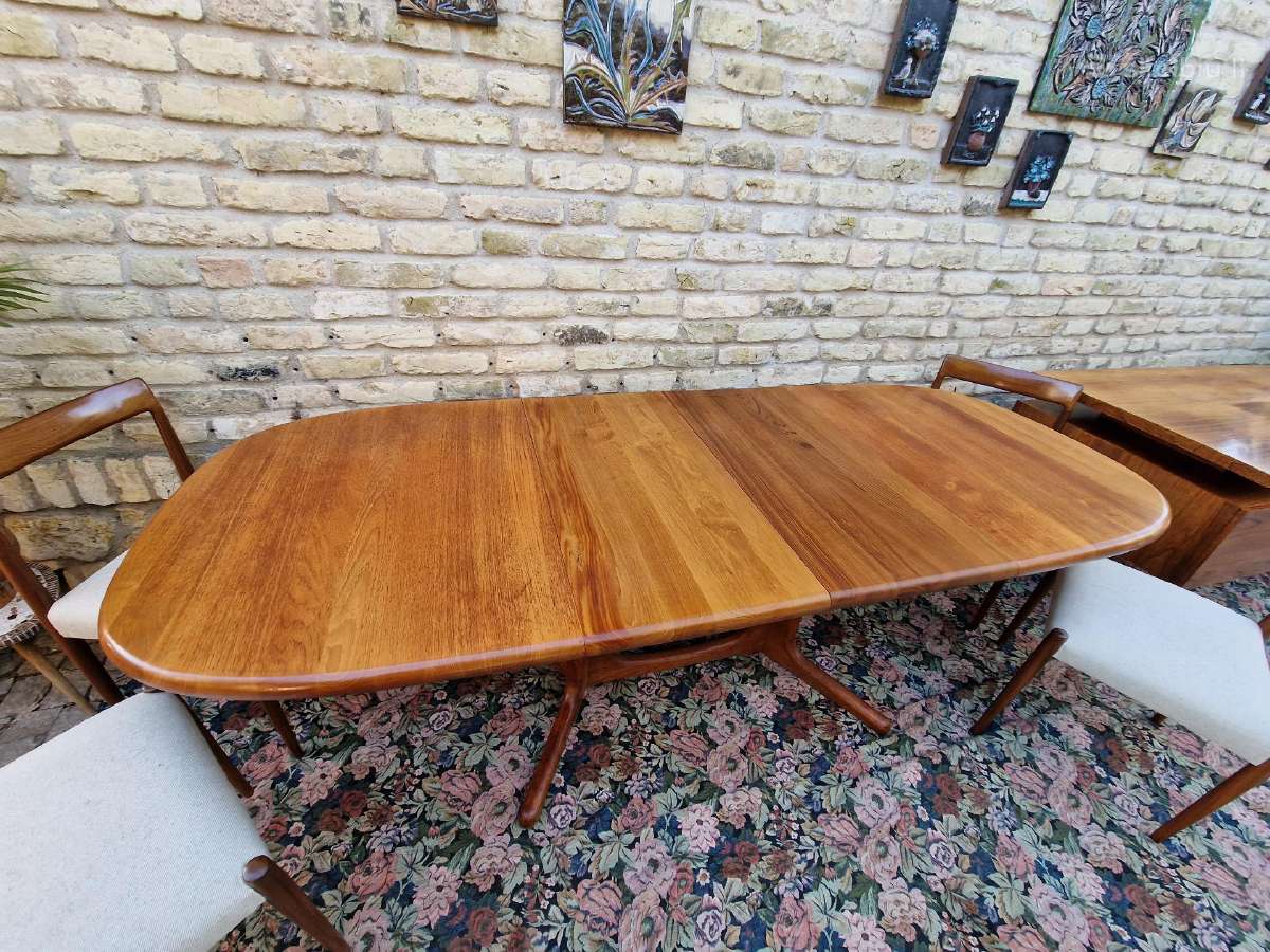 Vintažinis mid century tikmedžio valgomojo stalas - nuotraukos Nr. 23