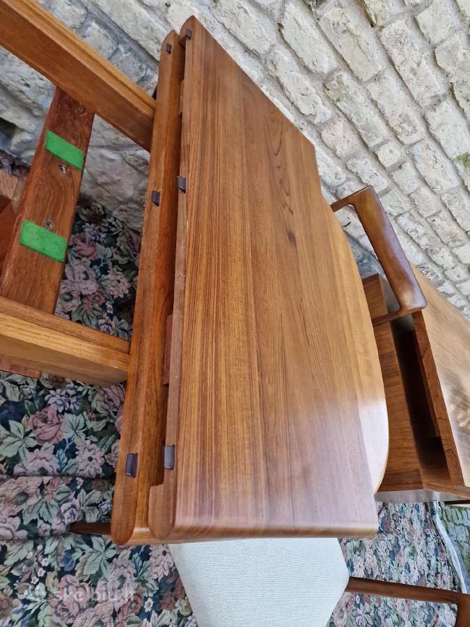 Vintažinis mid century tikmedžio valgomojo stalas - nuotraukos Nr. 24