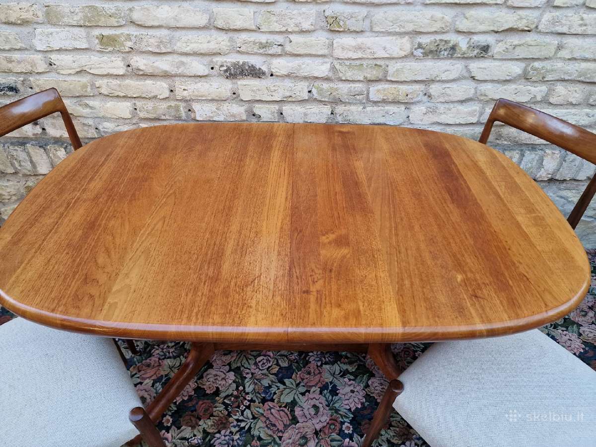 Vintažinis mid century tikmedžio valgomojo stalas - nuotraukos Nr. 34