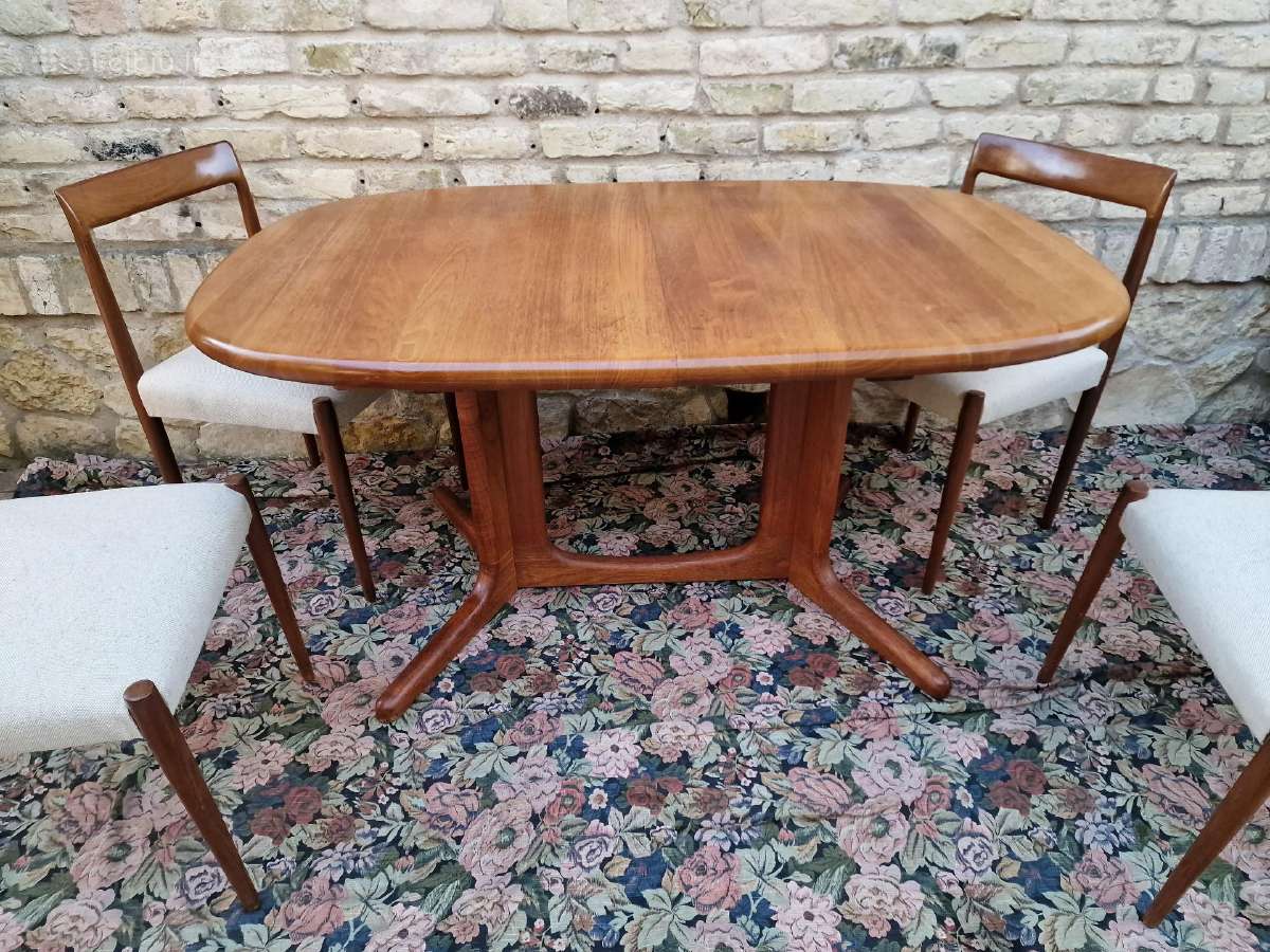 Vintažinis mid century tikmedžio valgomojo stalas - nuotraukos Nr. 35