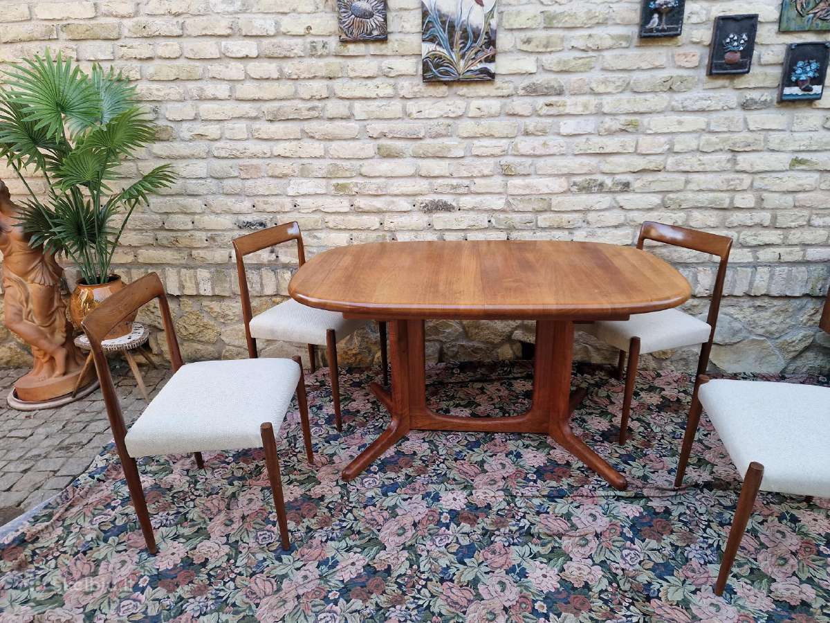 Vintažinis mid century tikmedžio valgomojo stalas - nuotraukos Nr. 36