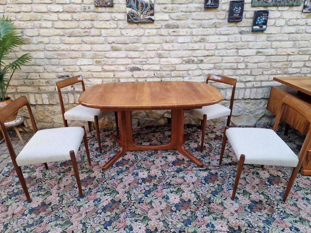 Vintažinis mid century tikmedžio valgomojo stalas - nuotraukos Nr. 37