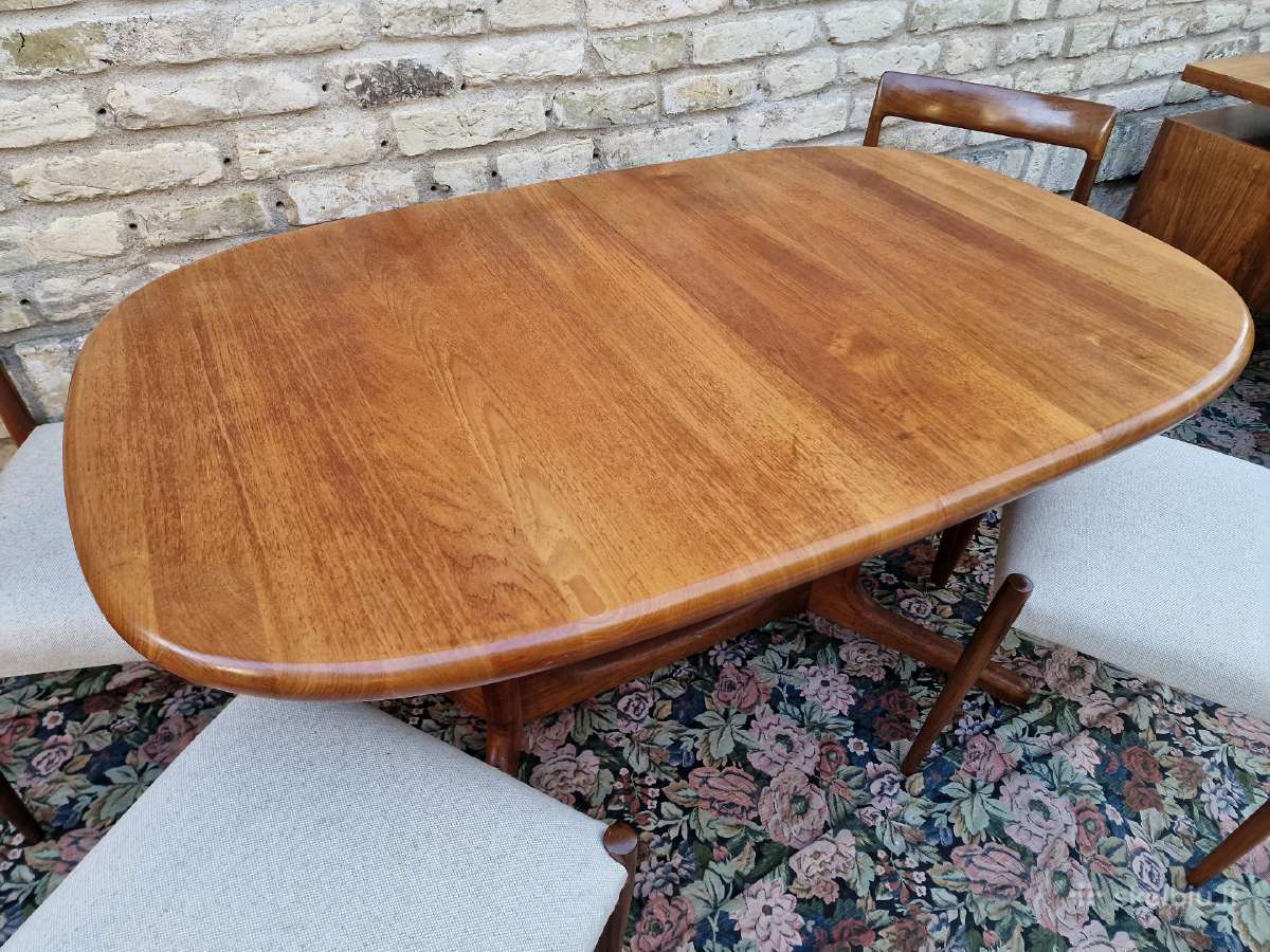 Vintažinis mid century tikmedžio valgomojo stalas - nuotraukos Nr. 38