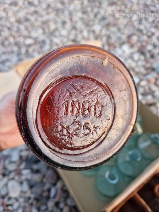 Sovietiniai laboratoriniai stiklo buteliai 1l - nuotraukos Nr. 3
