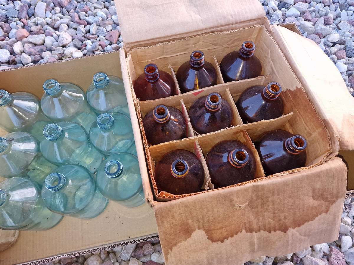 Sovietiniai laboratoriniai stiklo buteliai 1l - nuotraukos Nr. 5