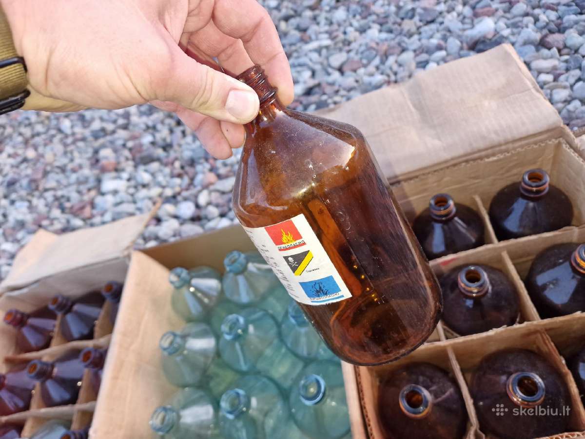 Sovietiniai laboratoriniai stiklo buteliai 1l - nuotraukos Nr. 7