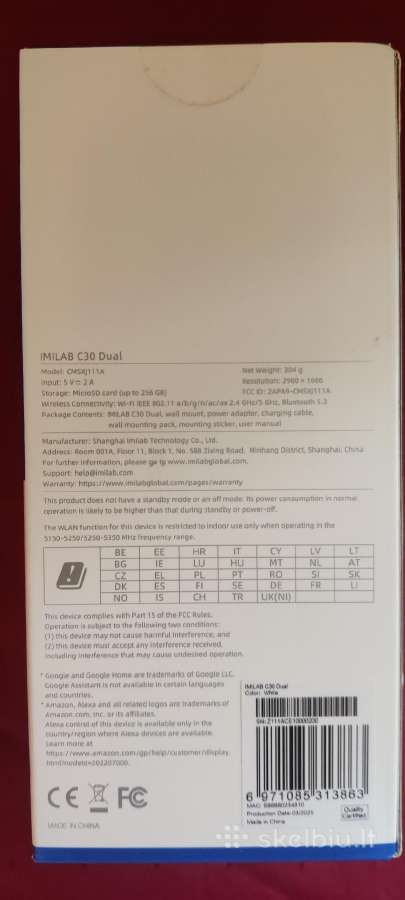 Xiaomi Imilab Vaizdo stebėjimo kamera C30 C21 Ec4 - nuotraukos Nr. 2