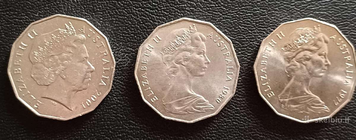 50 centų Australija 3 vnt. - nuotraukos Nr. 2