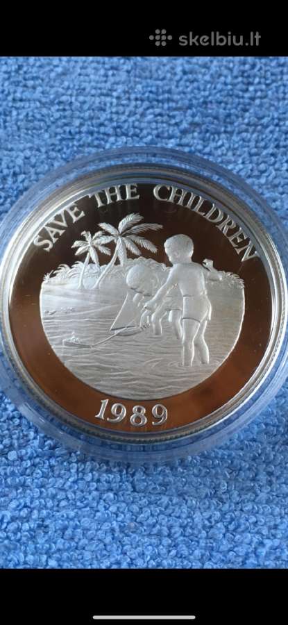 Moneta Cayman isl. 1989m. 5 dollars, sidabras(925)